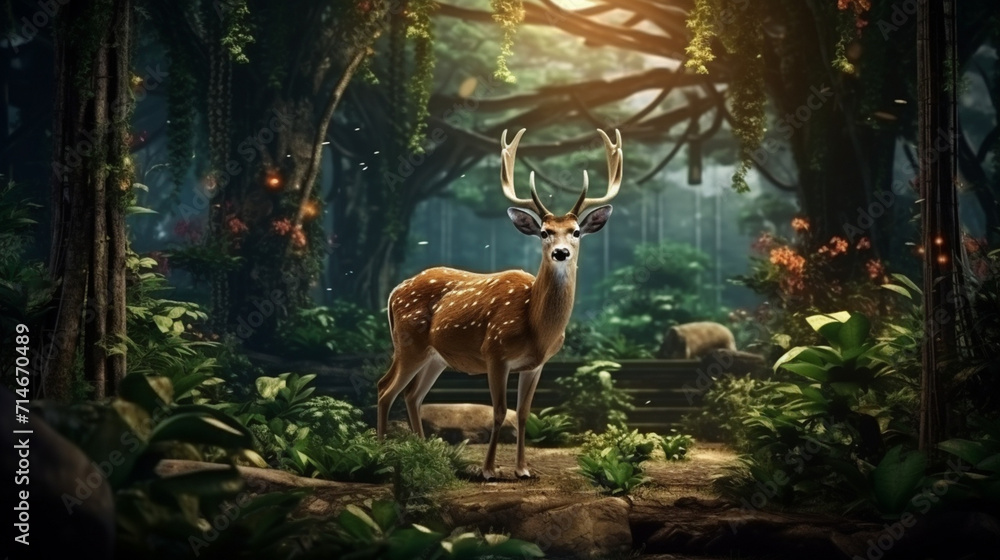 Fototapeta premium deer in the forest created with Generative Ai