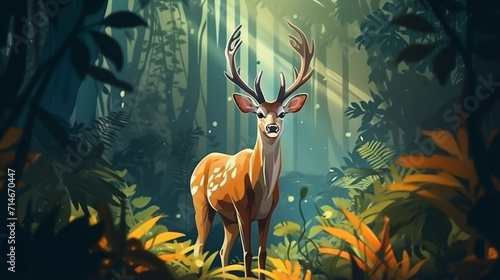 deer in the forest created with Generative Ai