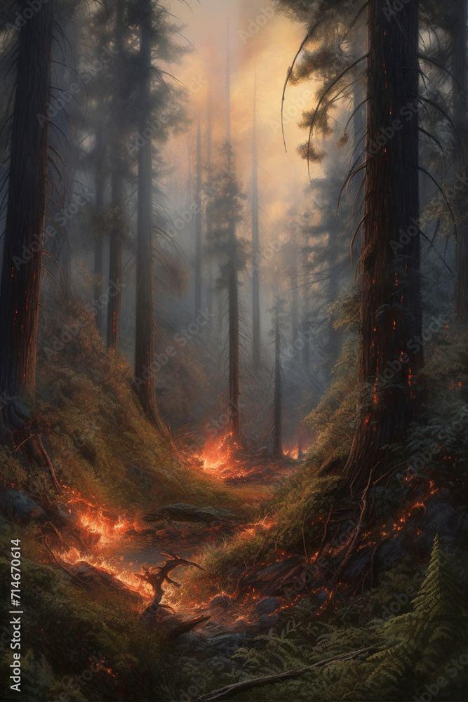 Fototapeta premium Fire in the forest