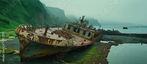 Kuril Islands shipwreck. photo
