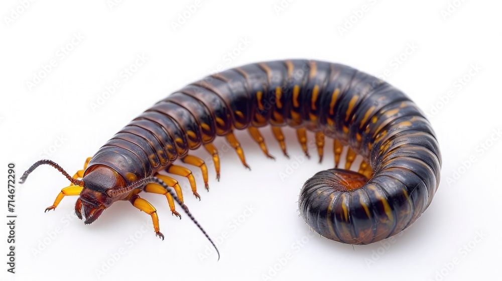 millipede on isolated white background. millipede on isolated white background.