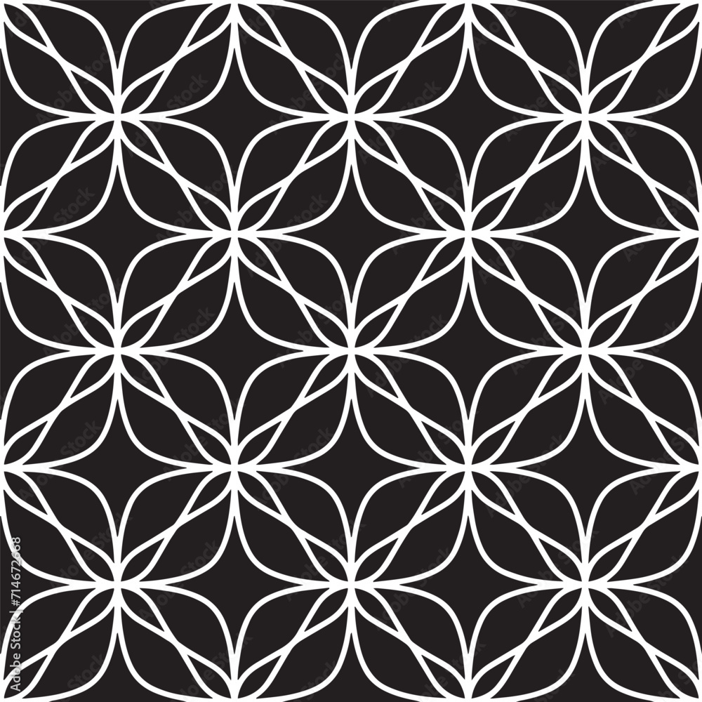 Seamless abstract floral pattern. Vector background. White and black ornament. Graphic modern pattern