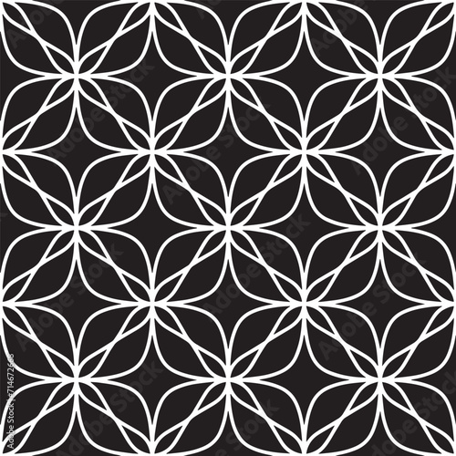 Seamless abstract floral pattern. Vector background. White and black ornament. Graphic modern pattern