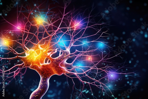 Colourful human brain cognitive Power  3D Rendered neuronal network  thoughtful motley brain plasticity and neurons brain waves in color dust  neural circuit brain training and mind learning