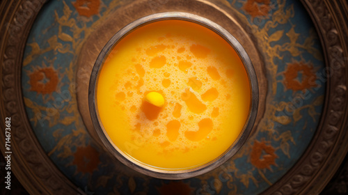 A bowl of refreshing and tangy mango lassi  a popular drink during Sahur in Ramadhan