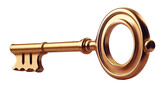 golden key in keyhole isolated on transparent backgorund