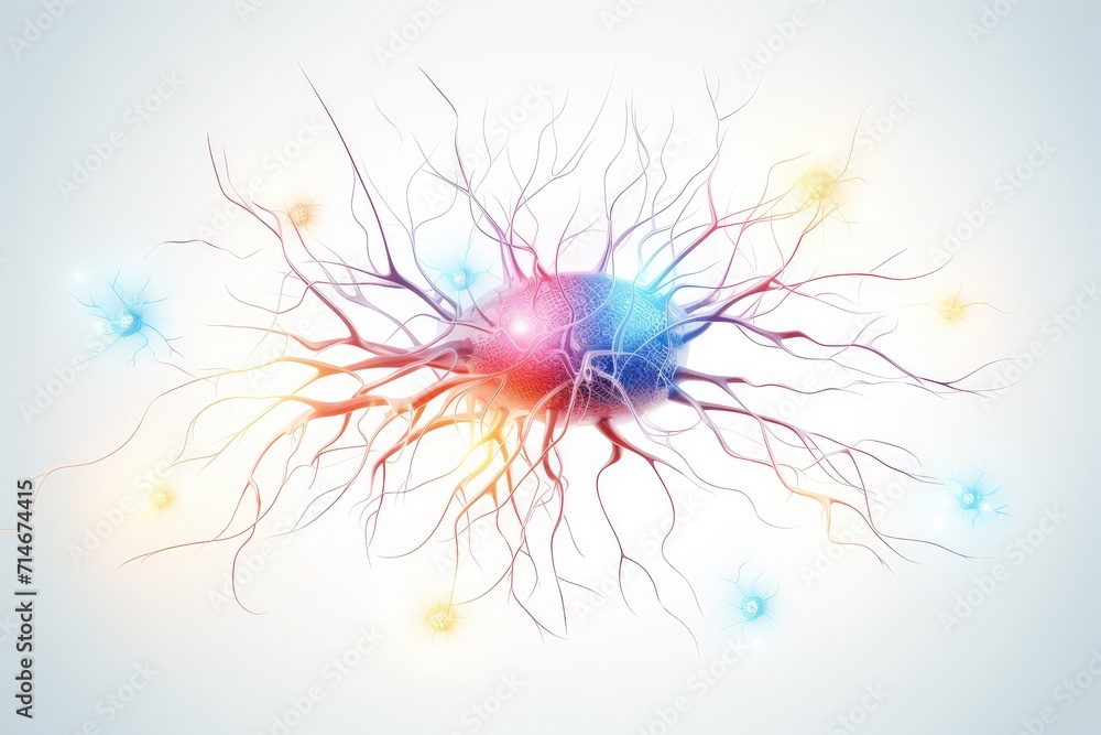 Obraz premium Synaptic connections, neural circuits: information processing interconnected neurons communication pathways. Dynamic network architecture, plasticity, functional connectivity mesmerizing brain realm