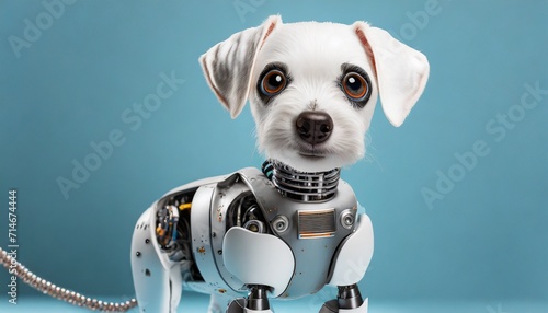 robot dog pet on light blue background photo