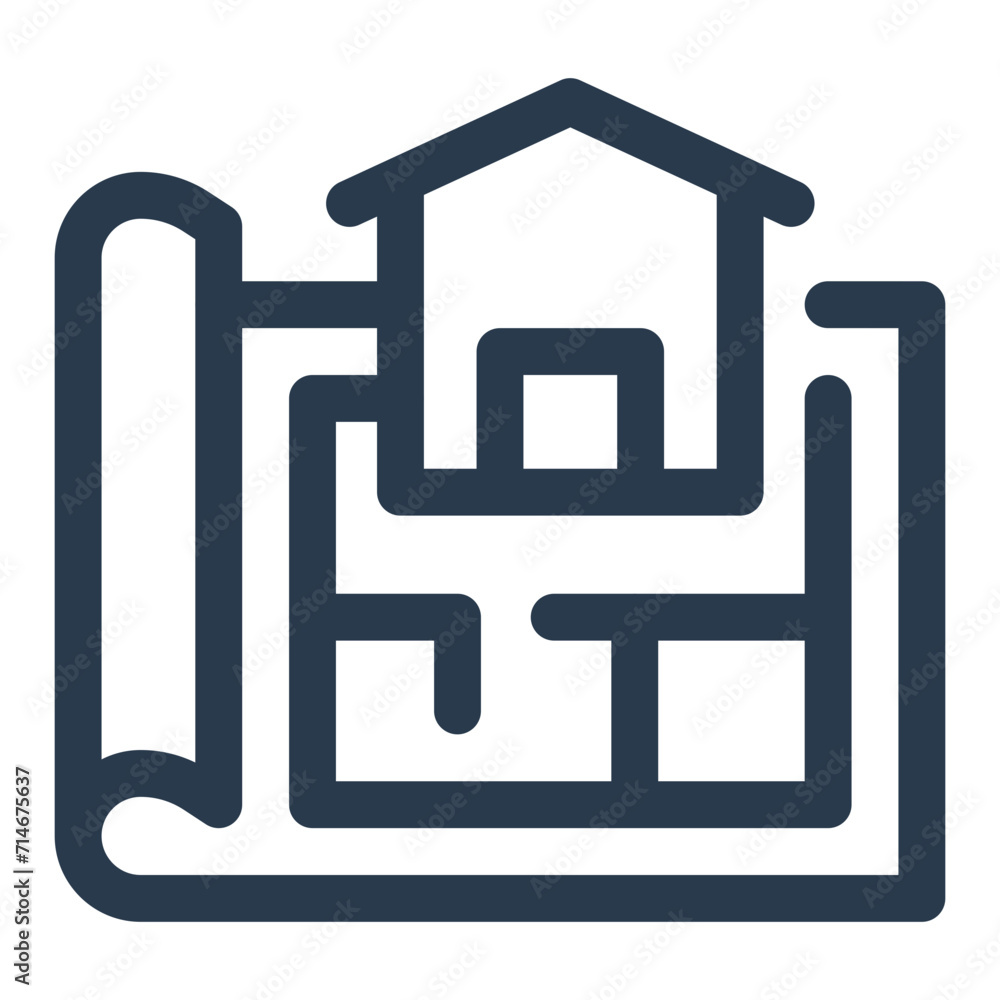 Obraz premium Detailed Blueprint Vector Icon Illustration