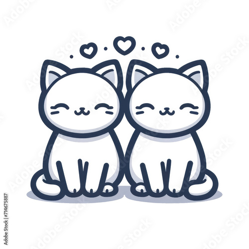 Cute cats are siting together with smiley face