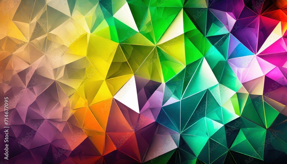 abstract irregular crystal background with a triangular pattern in full color rainbow spectrum colors