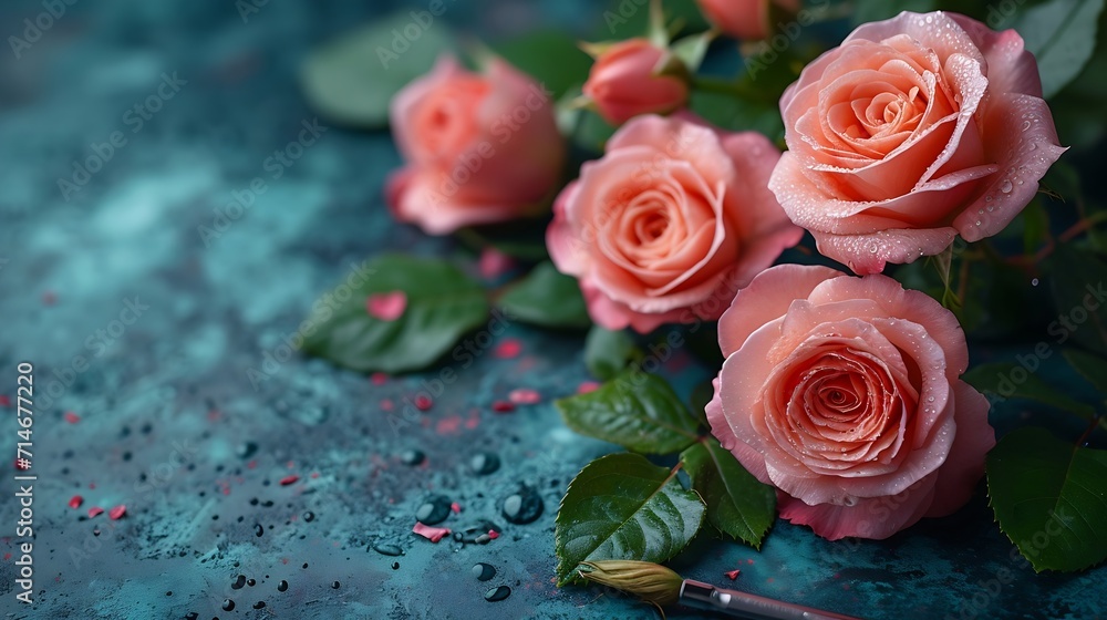Beautiful pink roses on a soft background : Generative AI Beautiful pink roses on a soft background : Generative AI