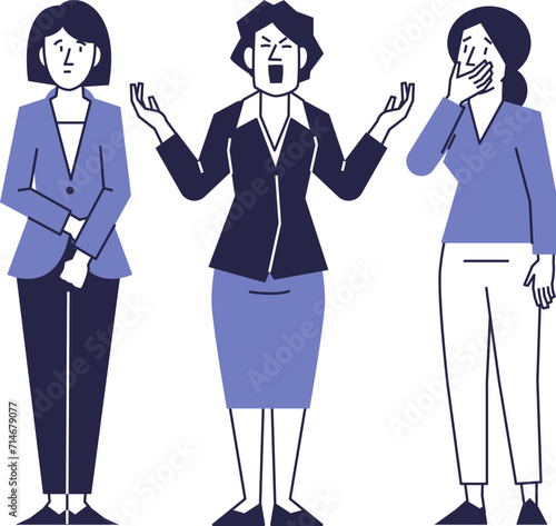 Hysteria, scandal at work. Illustration of a conflict situation in the office.