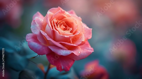 Close up of tenderness pink rose,copy space for your text. : Generative AI