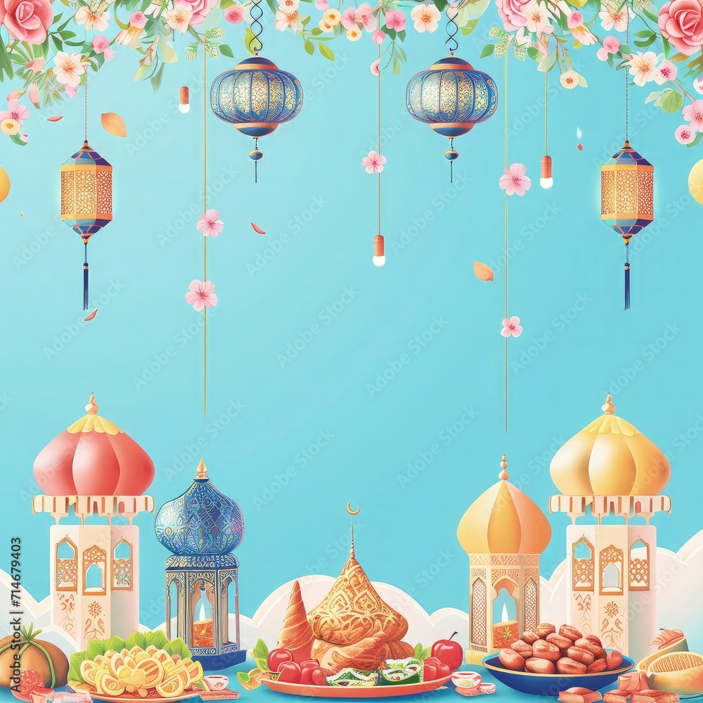 ramadan kareem greeting card or social media post design background
