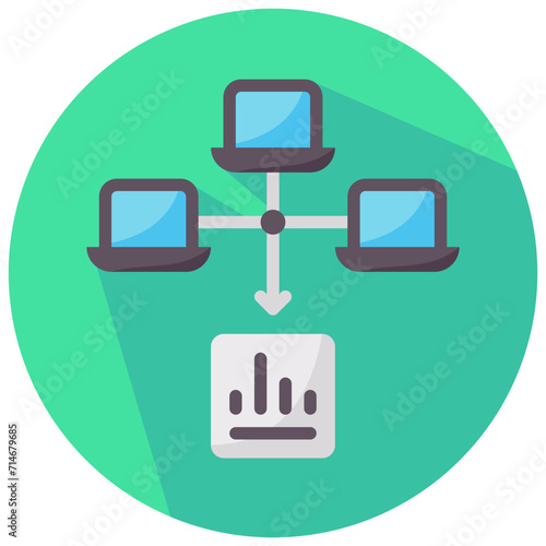 applications analytical round flat vector icon