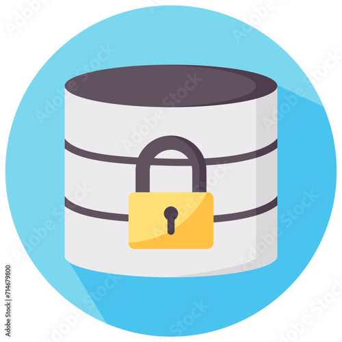 database lock round flat vector icon