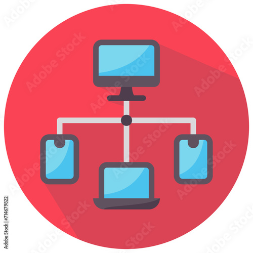 distributed data round flat vector icon