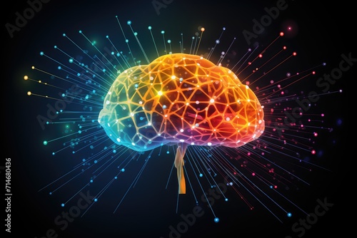 Love Neurochemistry colored glowing neon brain amorous emotion. Vasopressin, norepinephrine, cortisol, cuddle hormone adrenaline, adds warmth. Adoration, amour, fondness neurochemical hues love canvas photo