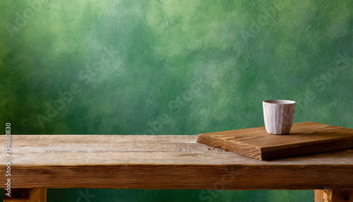 Green Blank Canvas: High-Quality Photo of Empty Wooden Table