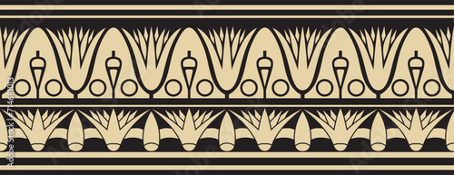 Vector ancient gold and black Egyptian seamless ornament. Endless national ethnic border, frame..