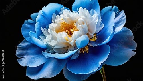 blue peony flower on a white background with clipping path no shadows closeup nature