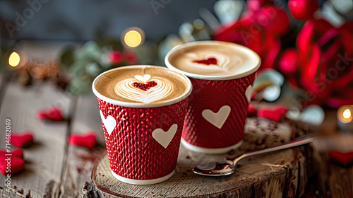 cup of coffee with heart, valentines day photo