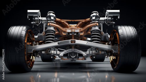 The suspension system of a luxury sports car.