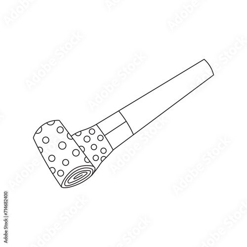 Hand drawn kids drawing Vector illustration party horn blower flat cartoon isolated