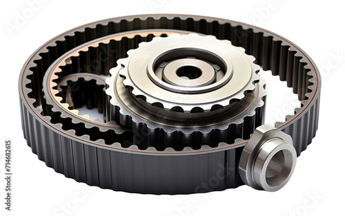Engine Timing Belt, Ensuring Precision in Synchronizing Engine Components on a White or Clear Surface PNG Transparent Background.