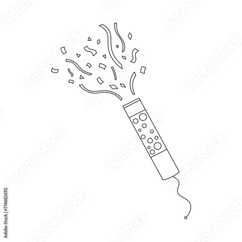 Hand drawn kids drawing Vector illustration party poper with confetti flat cartoon isolated