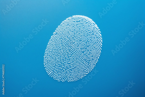 A single fingerprint is displayed on a vibrant blue background - Concept for security