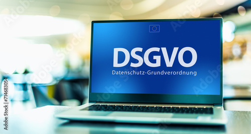 Laptop computer displaying the sign of DSGVO photo