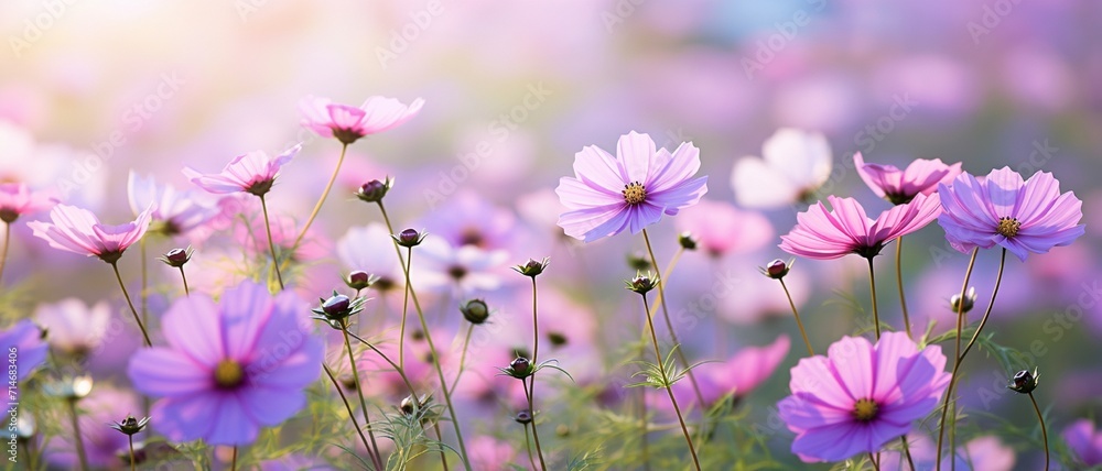 Closeup pattern of cosmos flower blurred background