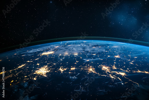 Fototapeta Naklejka Na Ścianę i Meble -  Closeup the planet Earth view at night and city lighting 