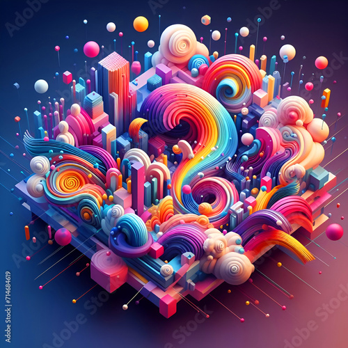 Colorful Creative 3D Color Graphic Background- Generative AI
