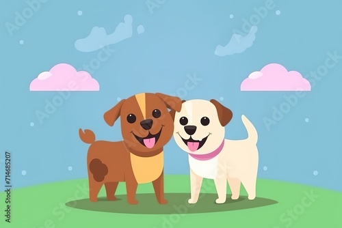 dogs couple pet friendly vector illustration design