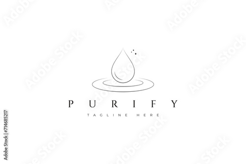 Purify Water Abstract Nature Beauty Health Care Concept Minimalist Elegant Logo