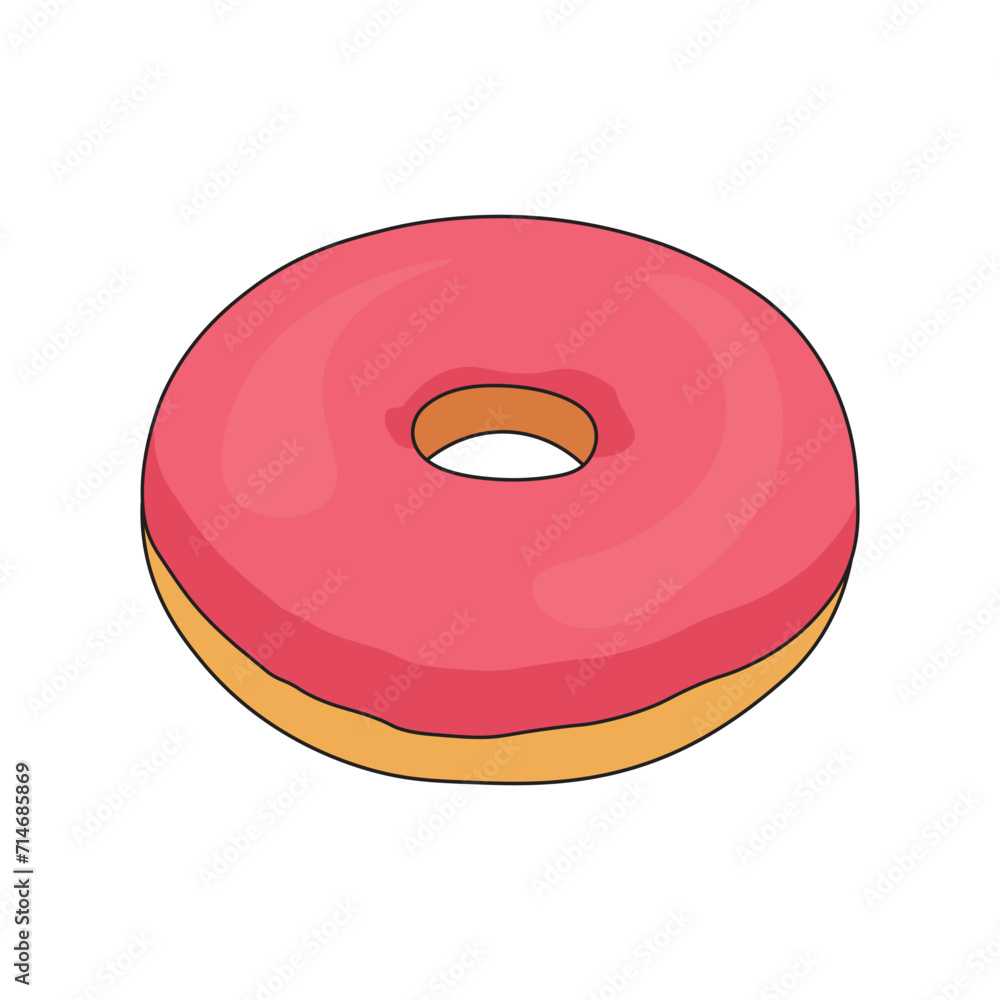 Obraz premium kids drawing Vector illustration strawberry donut flat cartoon isolated