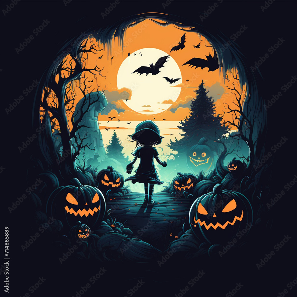  illustration of a halloween created with Generative Ai