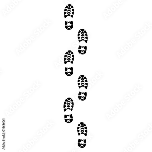 Shoe print vector illustration on white background. Black sneaker print. Suitable for rock climbing logos, banners and health.