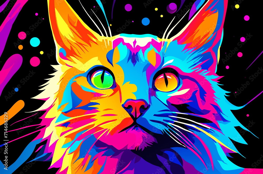 Fototapeta premium カラフルな猫のポップアート