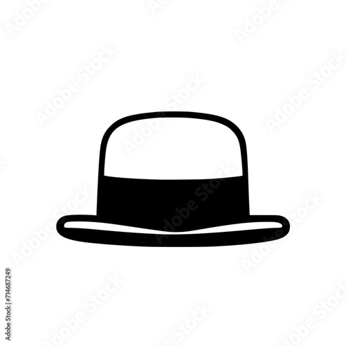 Bowler Hat Icon SVG Black And White Illustration Art Generative AI.