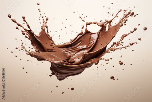 chocolate splash isolated on beige background 
