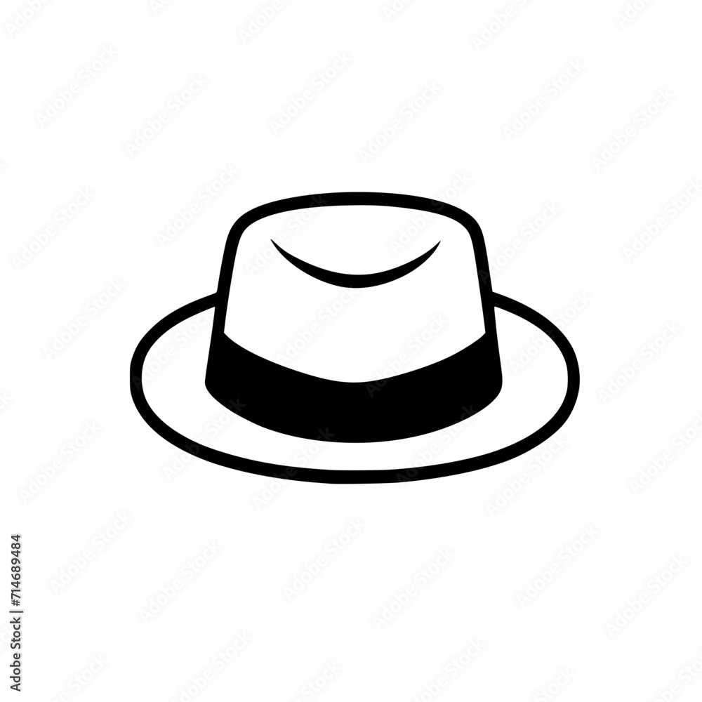 Fedora Hat Icon SVG Black And White Illustration Art Generative AI. Fedora Hat Icon SVG Black And White Illustration Art Generative AI.