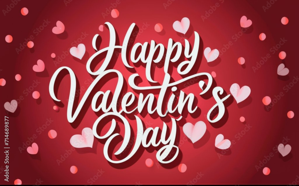 Happy Valentines Day vector typography poster with handwritten red calligraphy text, isolated on white background. valentine Illustration
