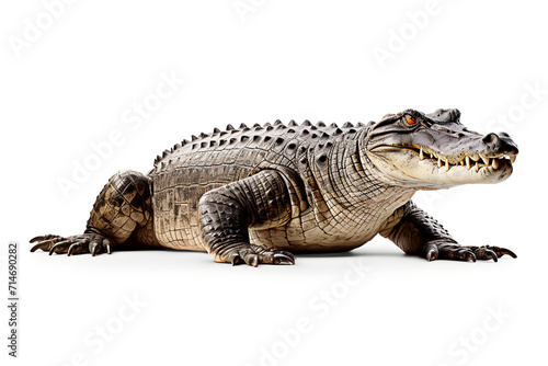 Large scale image of big crocodile isolated on white background