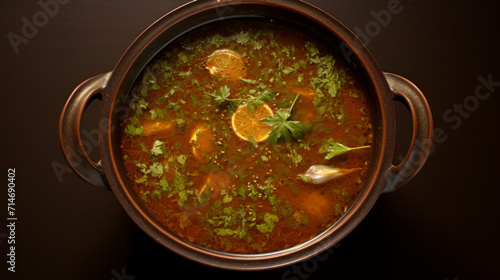 A bowl of fragrant harira soup, a hearty and nourishing dish for breaking the fast