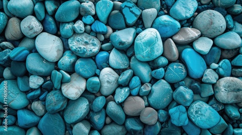 Abstract nature pebbles background. Blue pebbles texture. Stone background. Blue vintage color. Sea pebble beach. Beautiful nature. Turquoise color