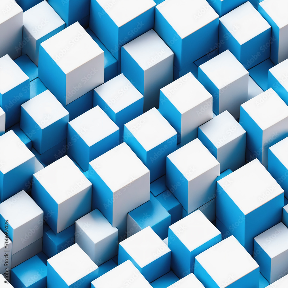 Pattern of abstract geometric background with 3d cubes in white and blue color Pattern of abstract geometric background with 3d cubes in white and blue color